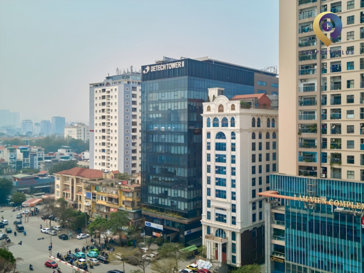 Toàn cảnh mặt ngoài tòa nhà Detech Tower II tại Quận Cầu Giấy, Hà Nội - hình ảnh từ Property Plus